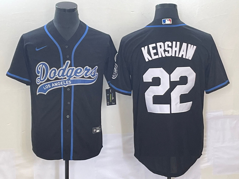 Men's Los Angeles Dodgers Clayton Kershaw #22 Black Jersey Joint Edition
